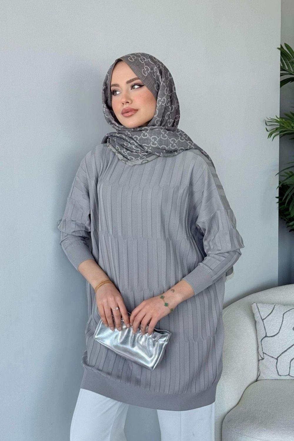 Baklava Desen Tunik Gri 2411000 