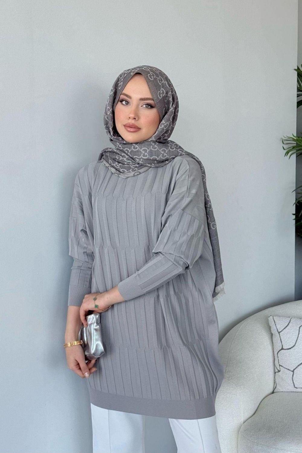 Baklava Desen Tunik Gri 2411000 