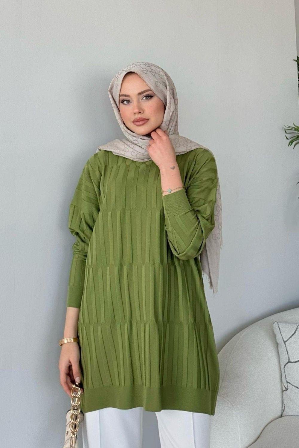 Baklava Desen Tunik Yağ Yeşili 2411000 