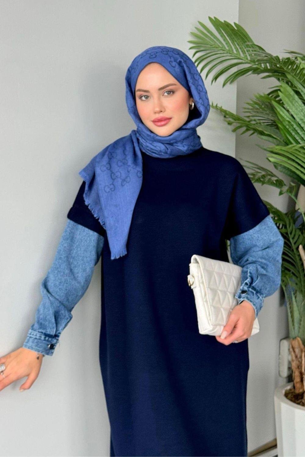 Leyal Triko Elbise Lacivert 241200 