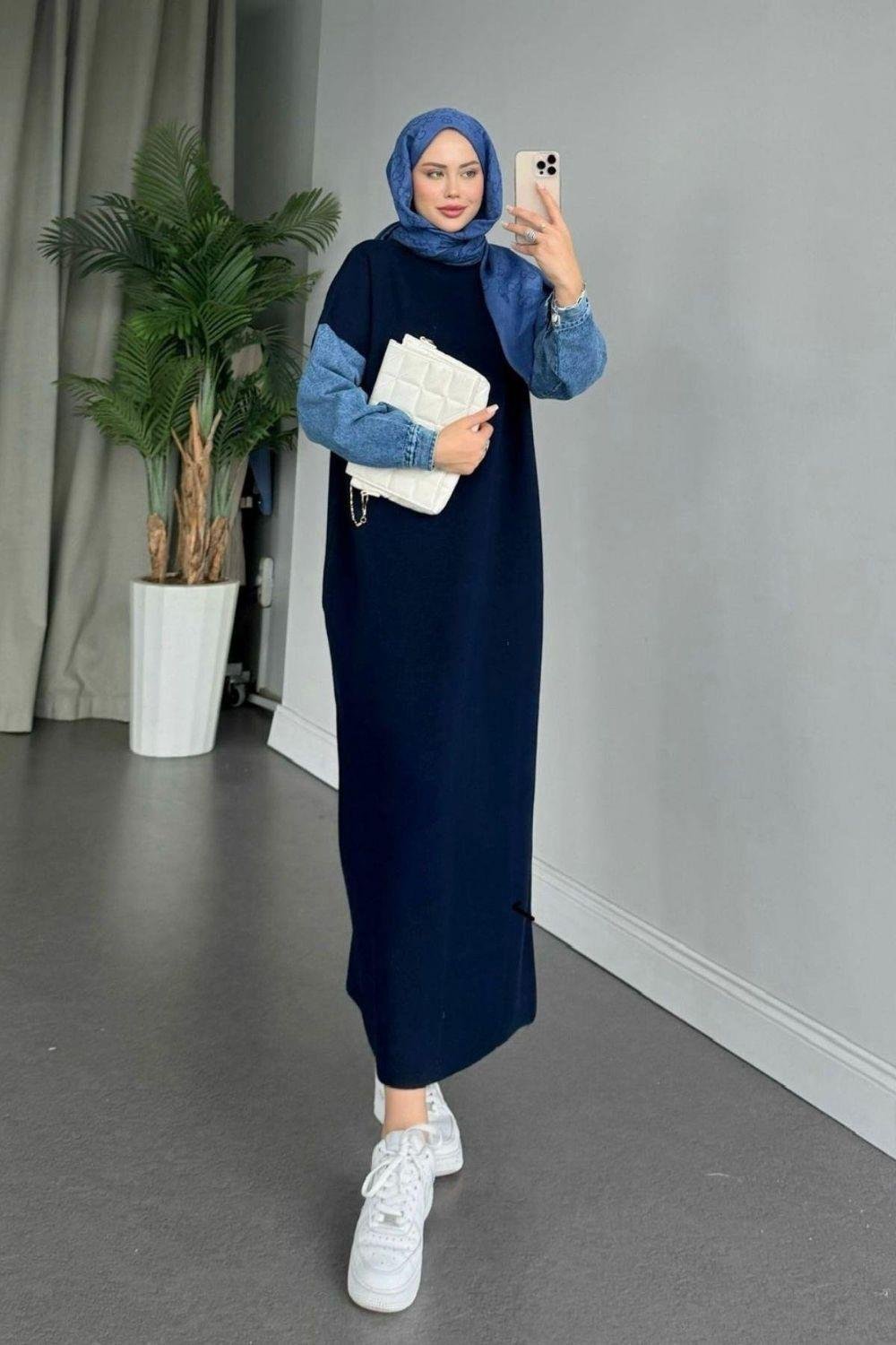 Leyal Triko Elbise Lacivert 241200 