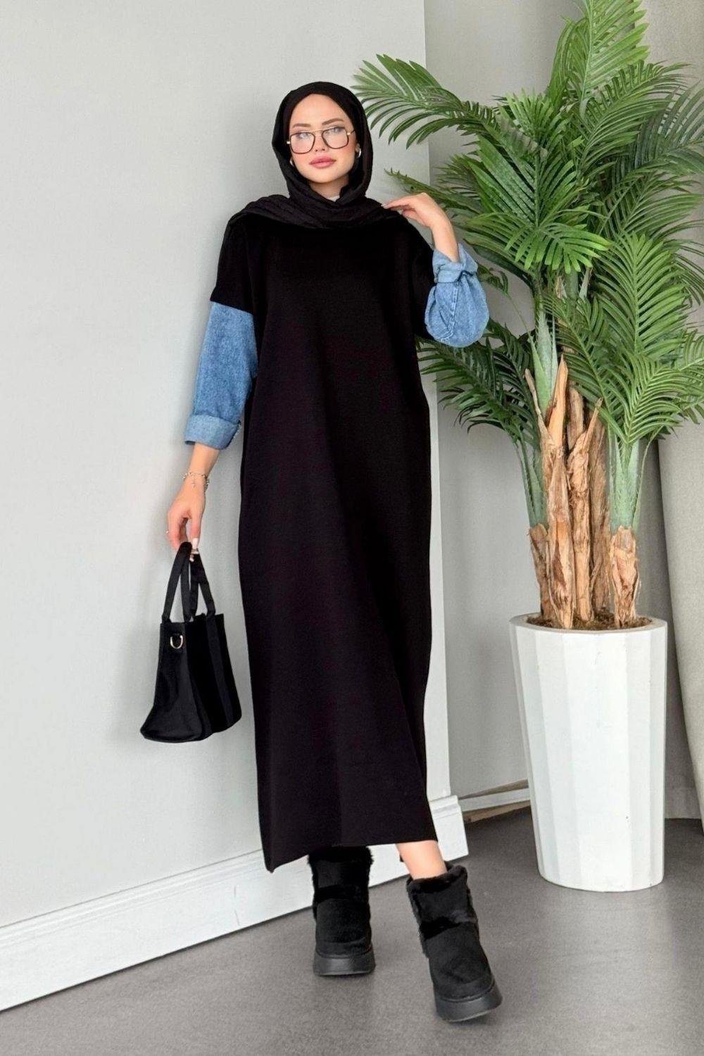 Leyal Triko Elbise Siyah 241200 