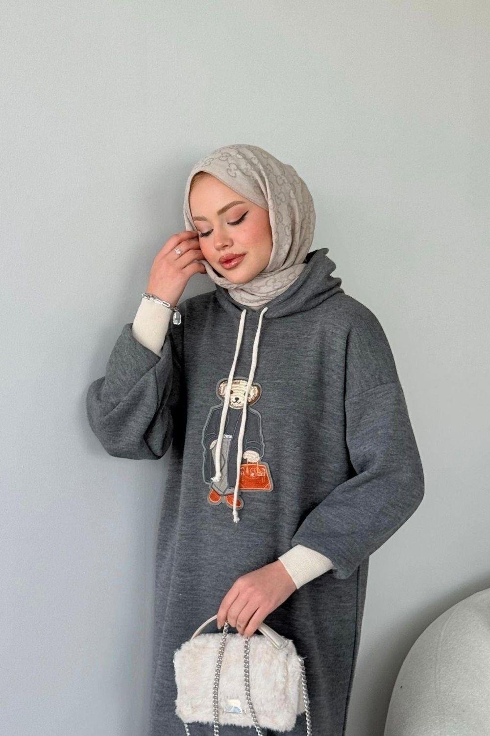 Ayıcıklı Spor Elbise Antrasit 241220 