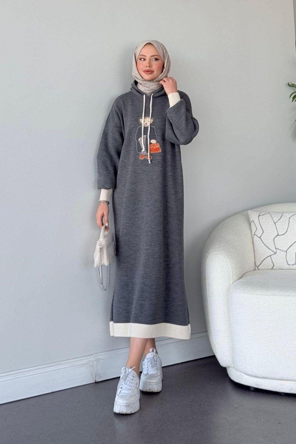 Ayıcıklı Spor Elbise Antrasit 241220 