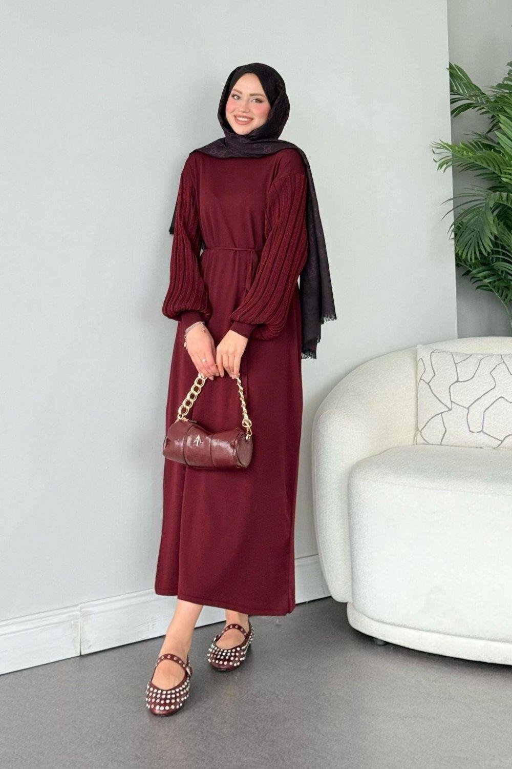 Missina Merserize Elbise Bordo 241330 