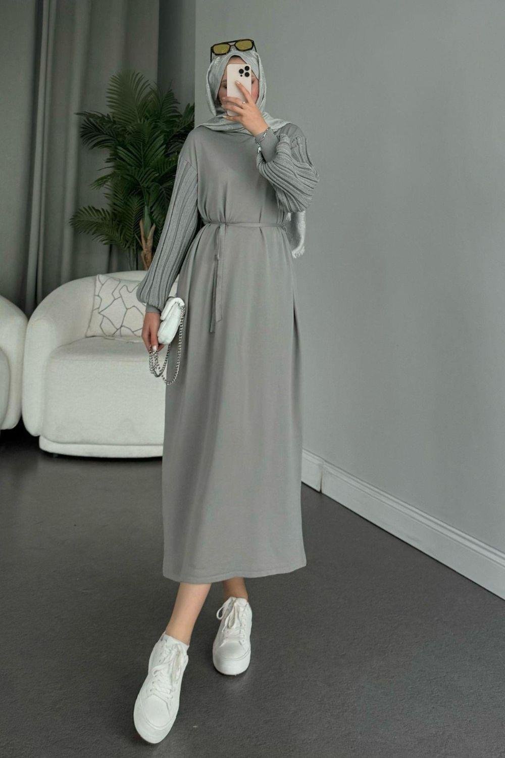 Missina Merserize Elbise Gri 241330 