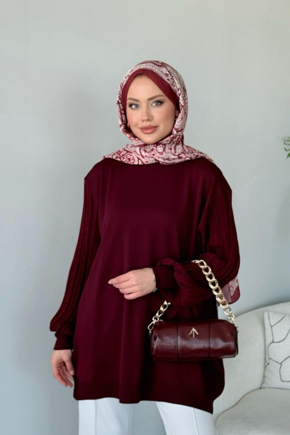 Cahide Merserize Tunik Bordo 241340 