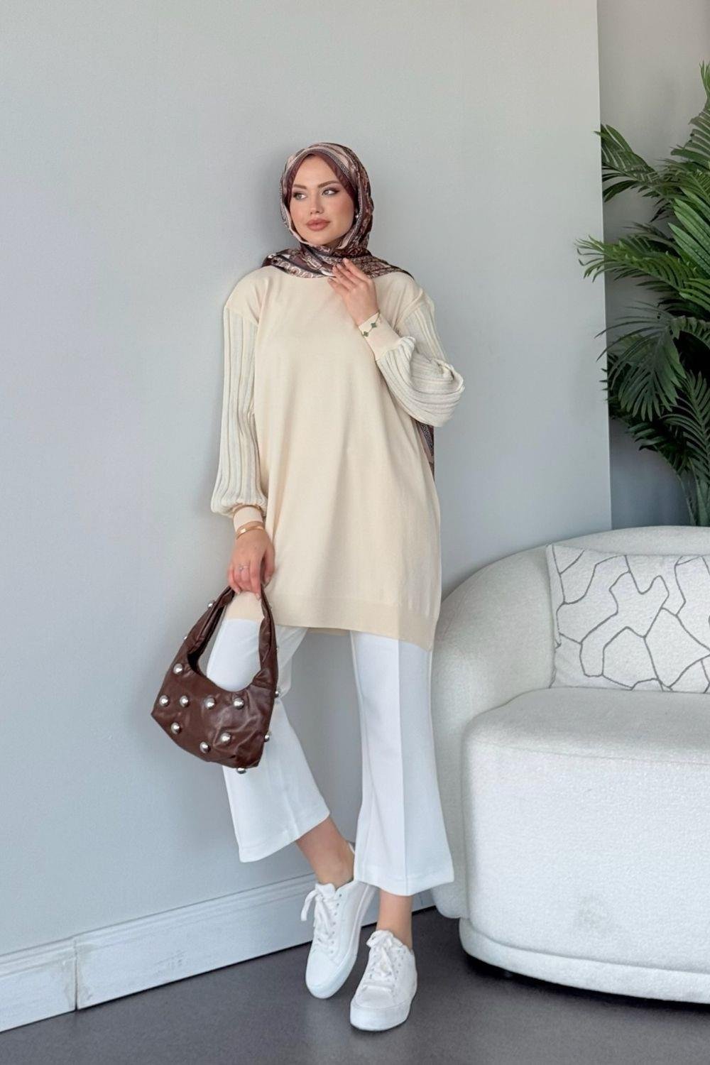 Cahide Merserize Tunik Ekru 241340 