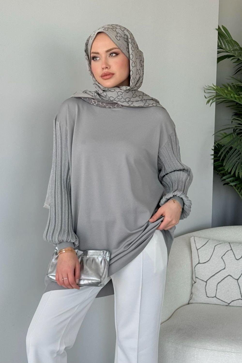 Cahide Merserize Tunik Gri 241340 