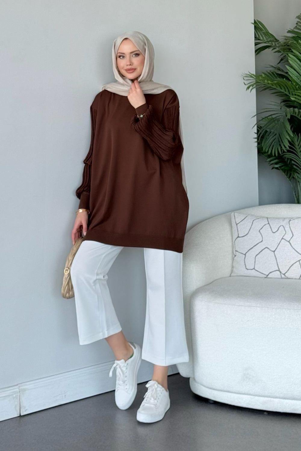 Cahide Merserize Tunik Kahverengi 241340 