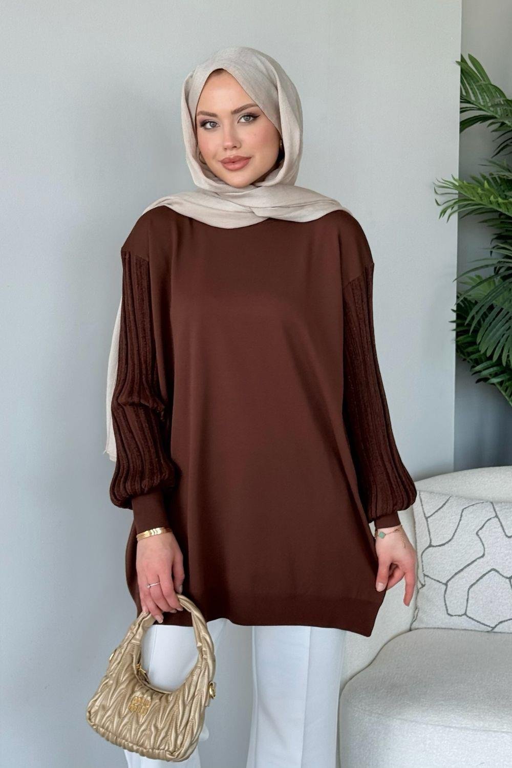 Cahide Merserize Tunik Kahverengi 241340 