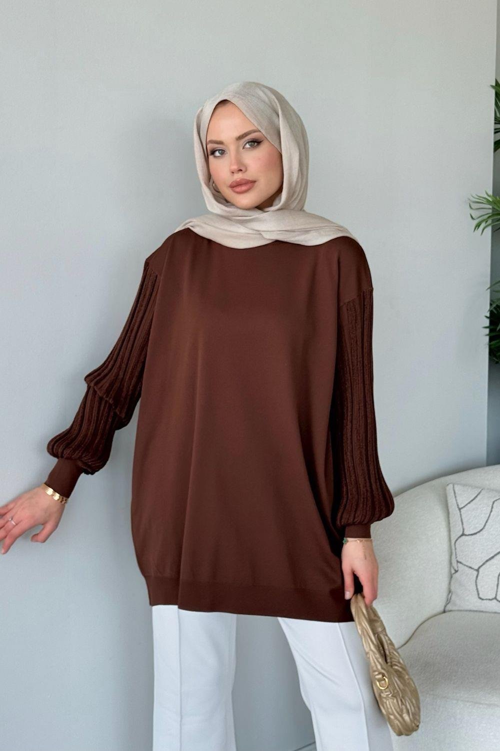 Cahide Merserize Tunik Kahverengi 241340 