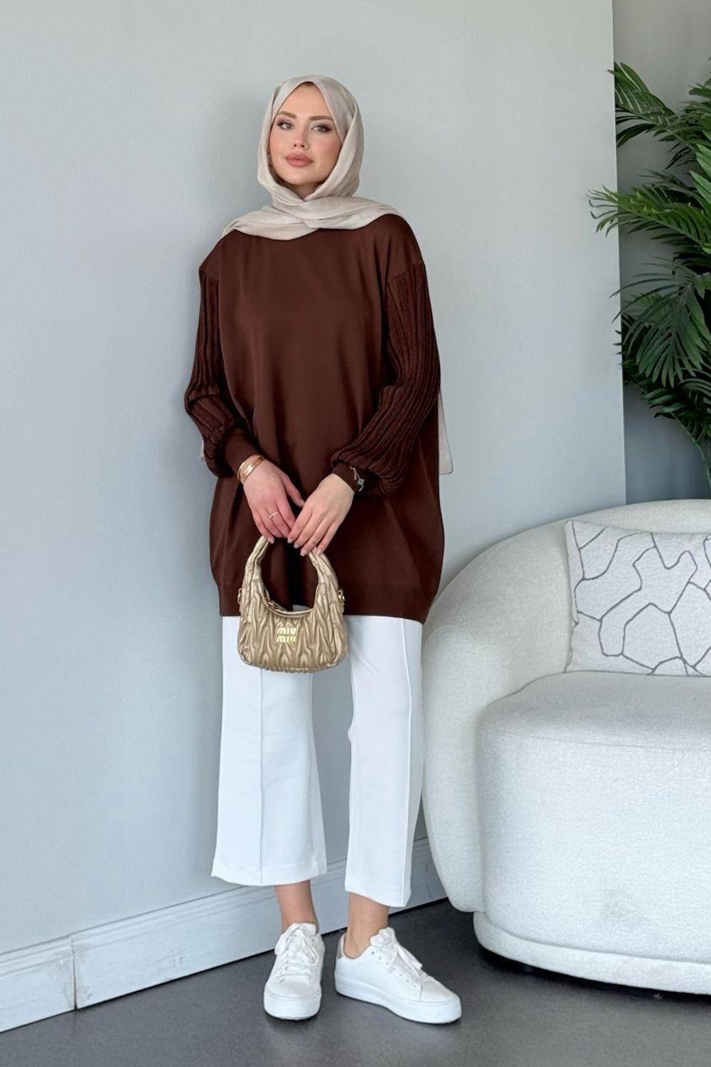 Cahide Merserize Tunik Kahverengi 241340 