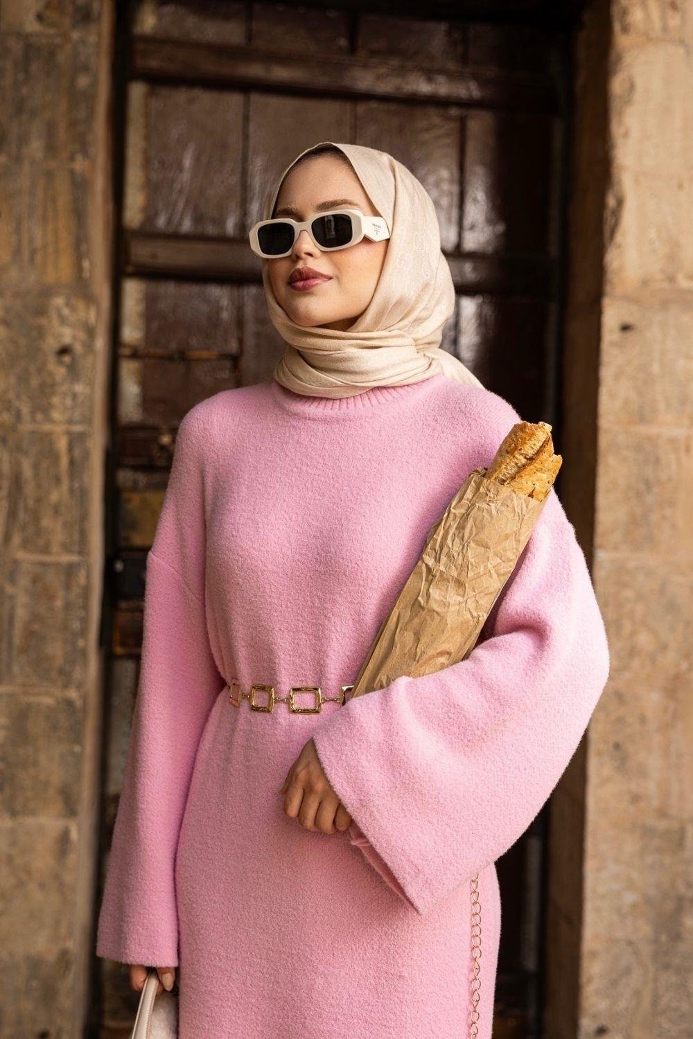 Kol Salaş Keçi Sakal Elbise Pembe 241360 