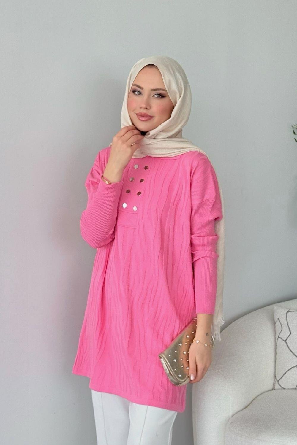 Zebra Desen Merserize Tunik Pembe 241430 