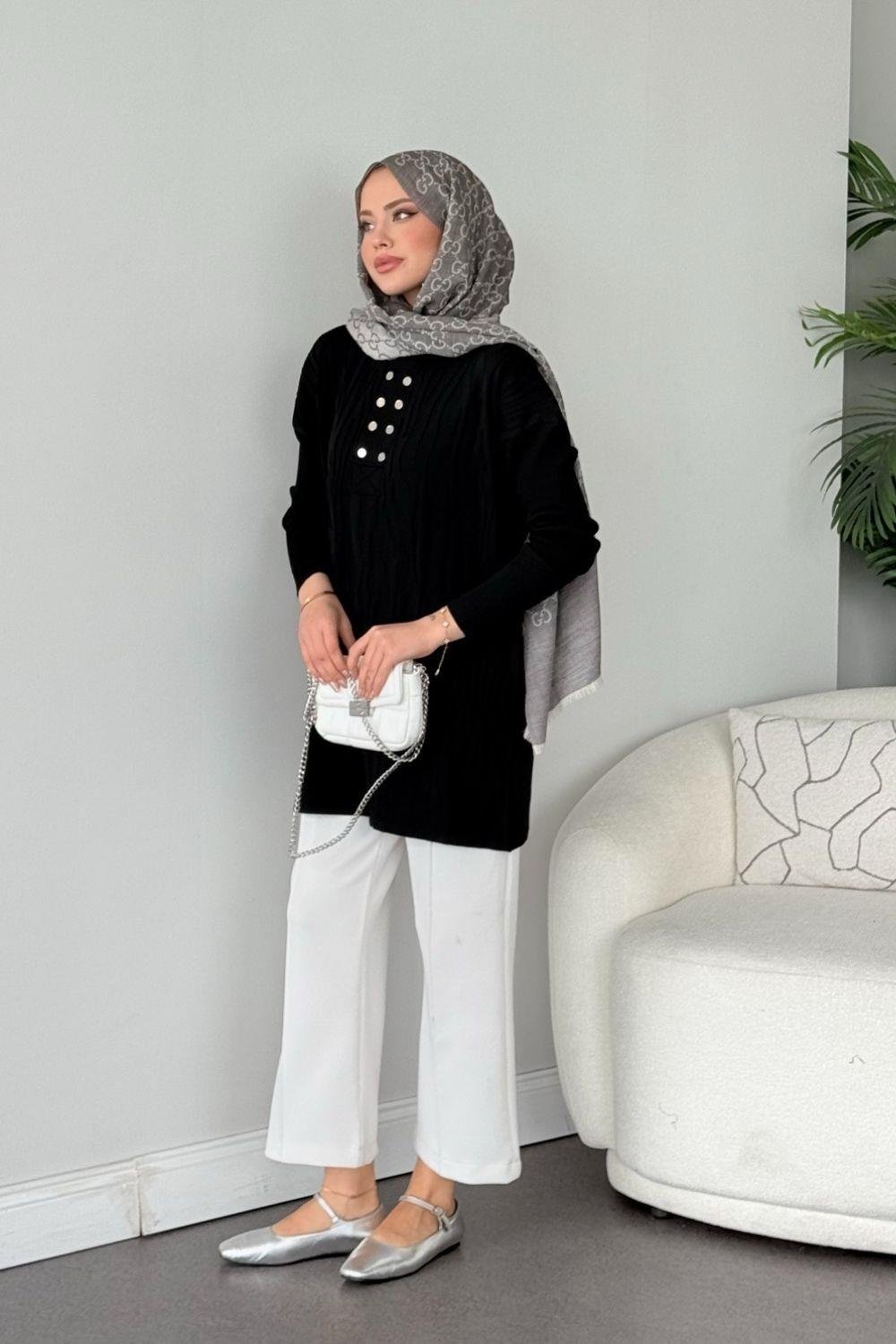 Zebra Desen Merserize Tunik Siyah 241430 