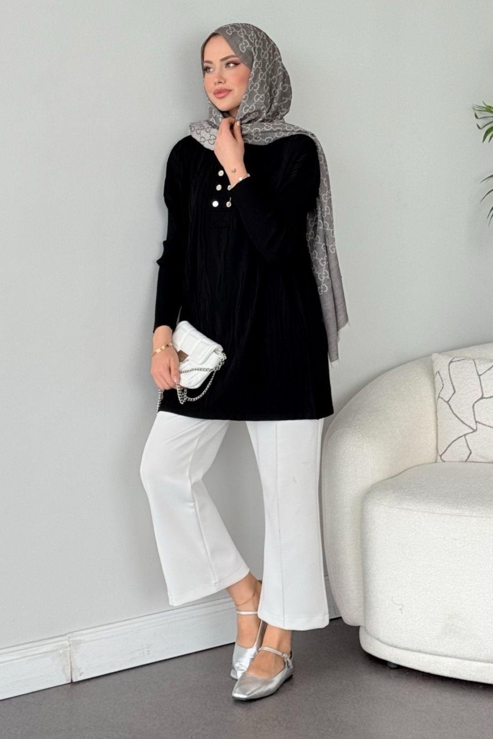 Zebra Desen Merserize Tunik Siyah 241430 
