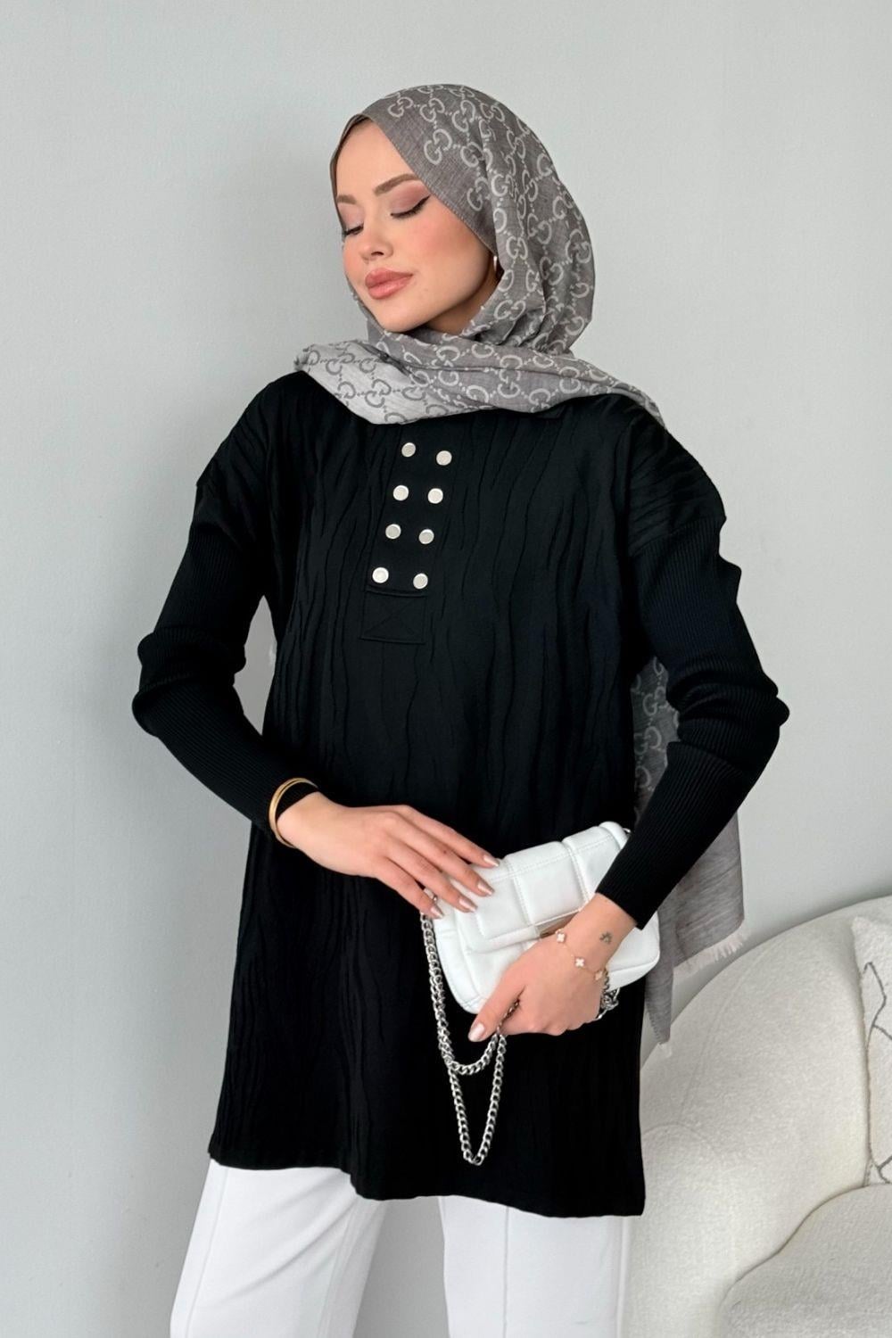Zebra Desen Merserize Tunik Siyah 241430 
