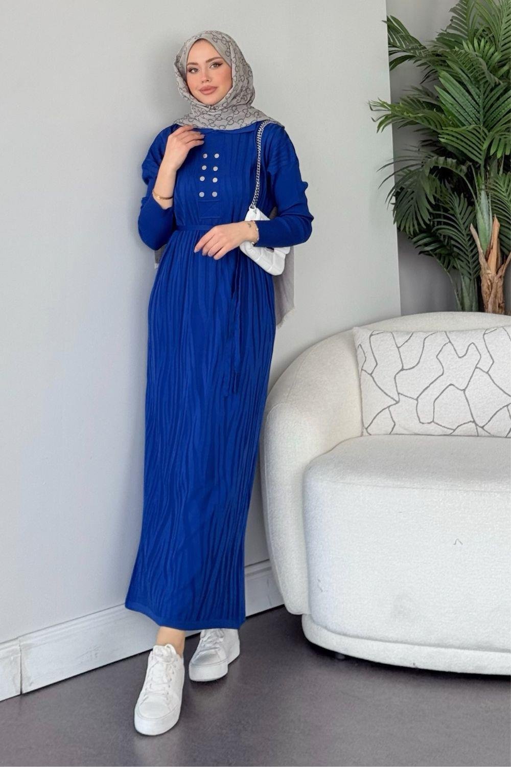 Osaka Zebra Desen Merserize Elbise Saks 241440 