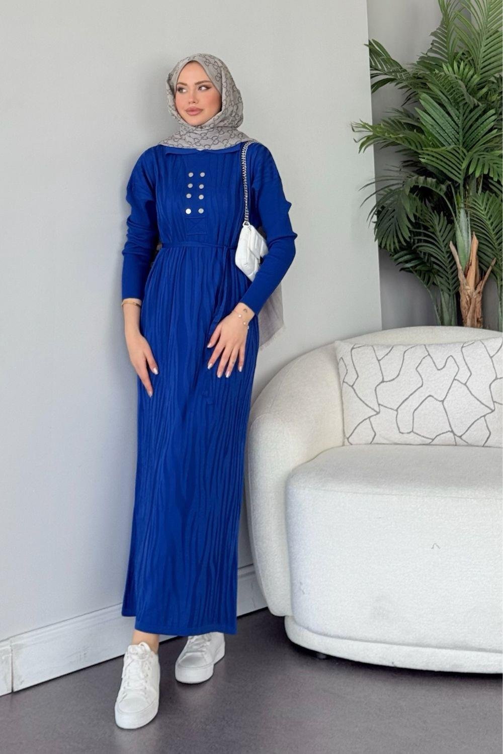 Osaka Zebra Desen Merserize Elbise Saks 241440 