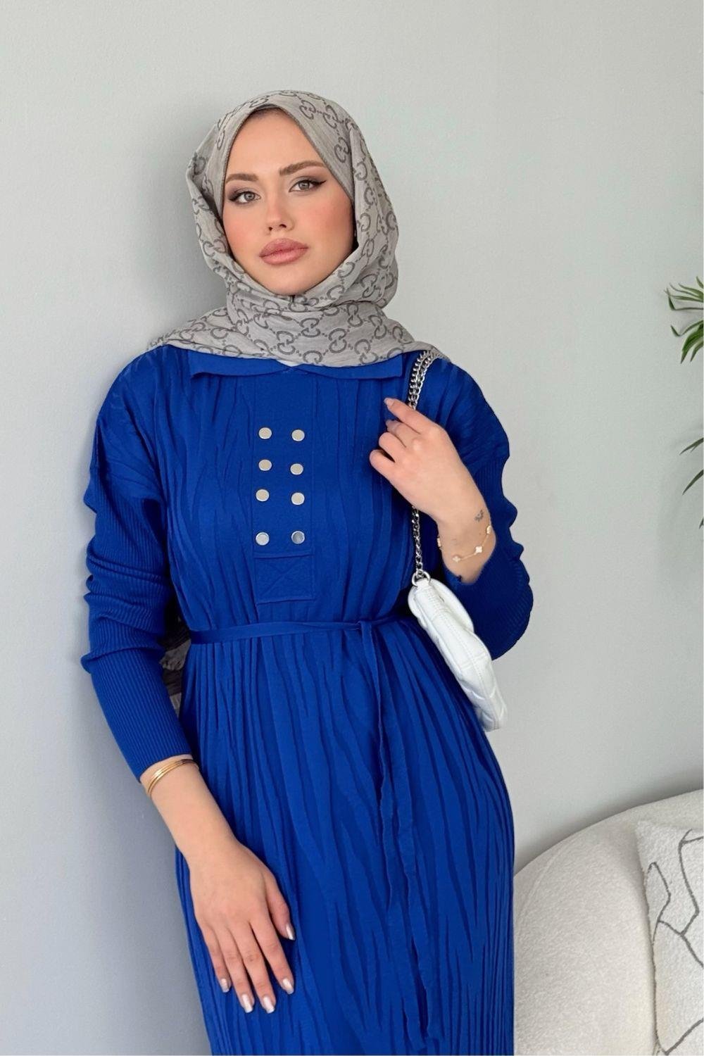 Osaka Zebra Desen Merserize Elbise Saks 241440 