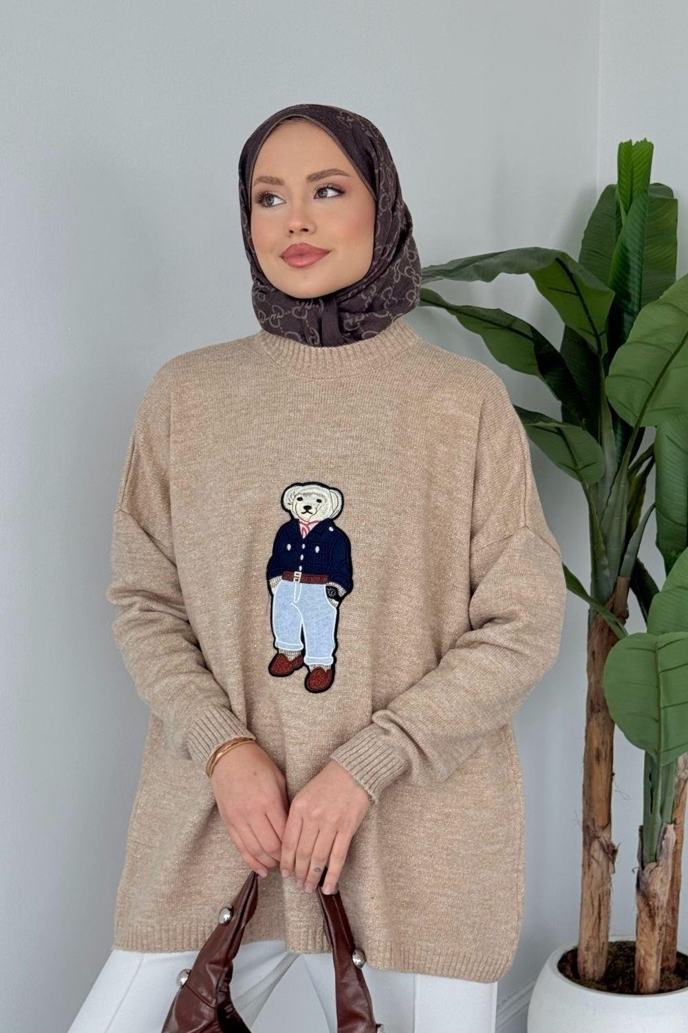 Efnan Simli Yumoş Ayıcıklı Kazak Camel 241450 
