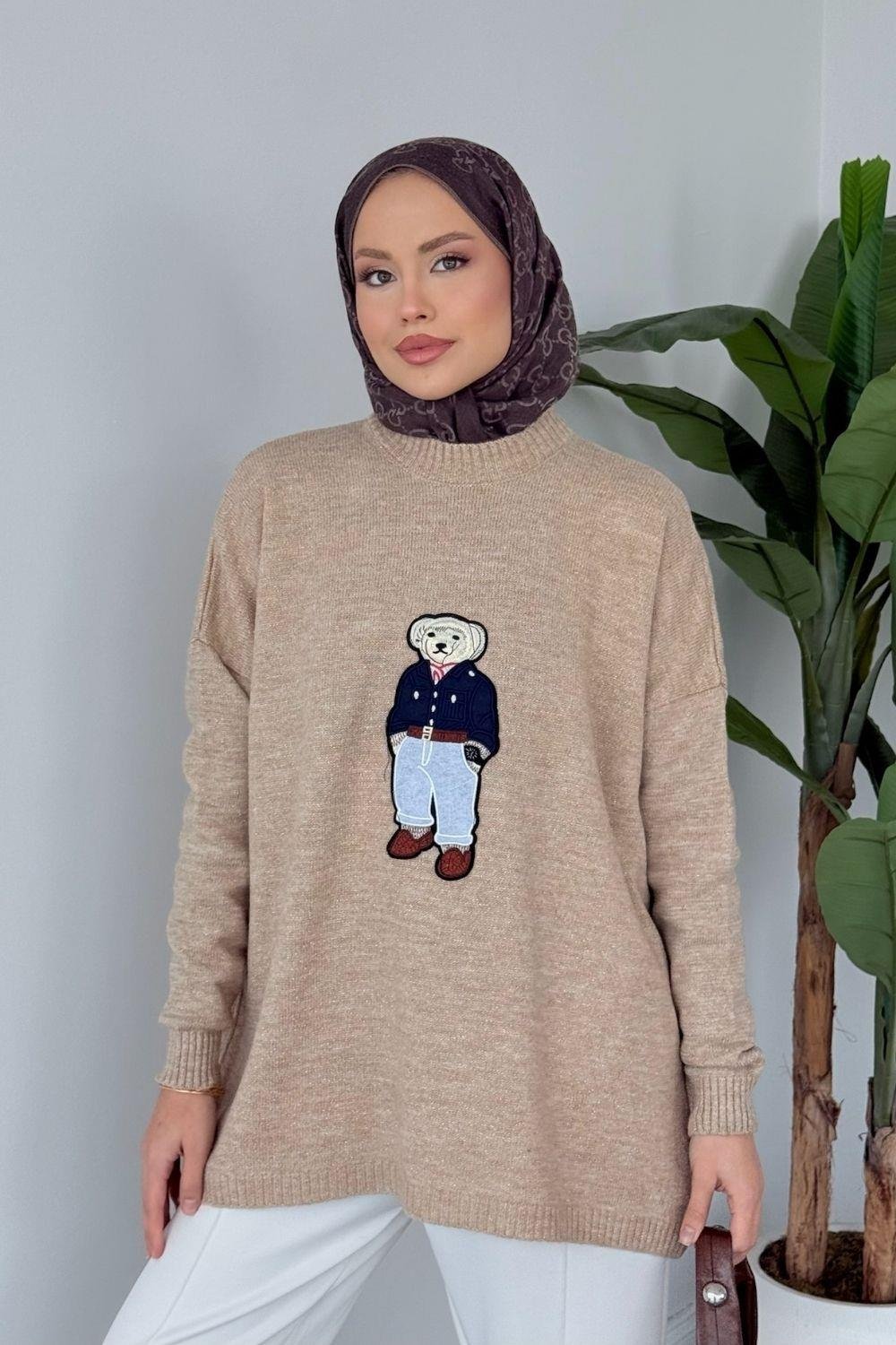 Efnan Simli Yumoş Ayıcıklı Kazak Camel 241450 