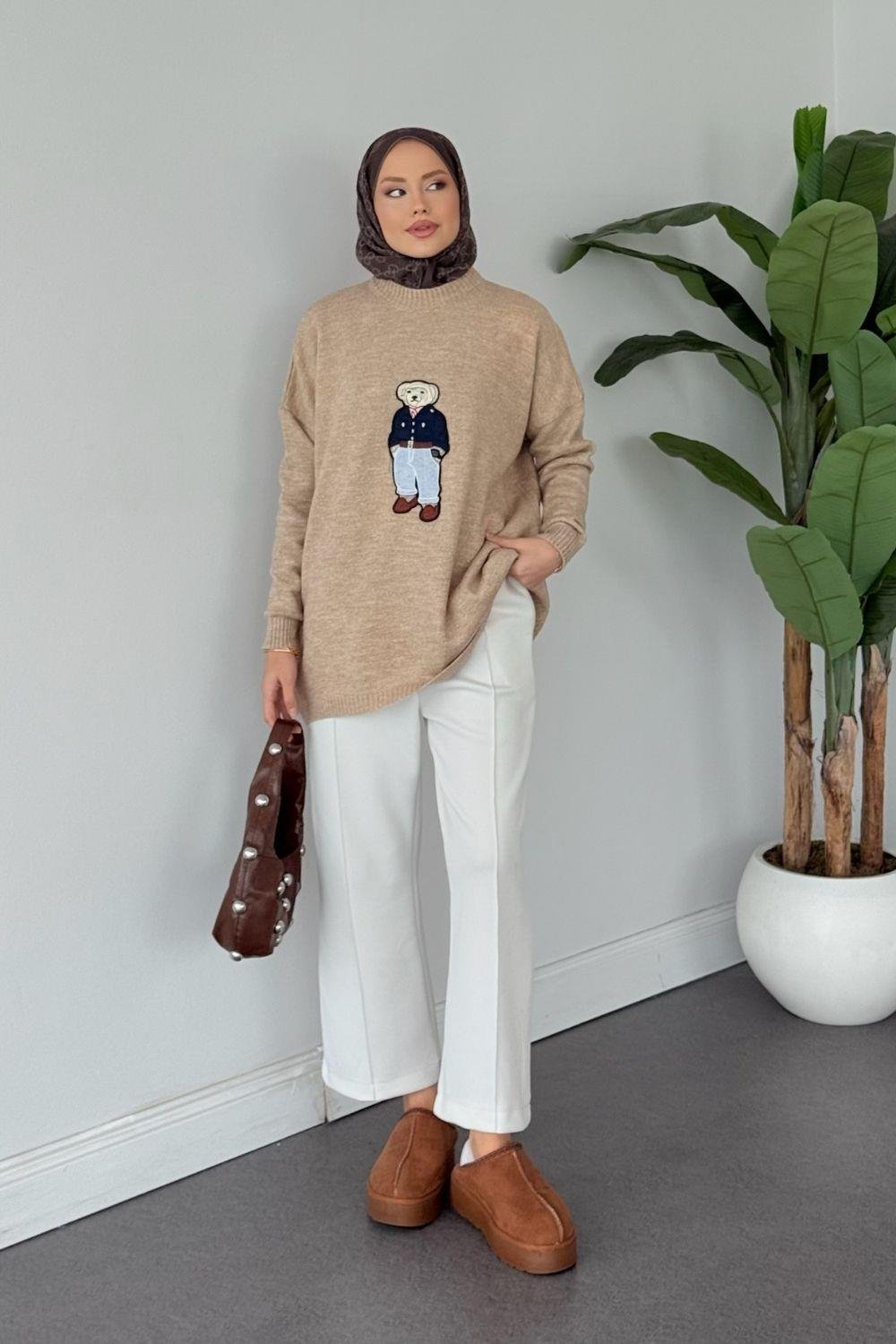 Efnan Simli Yumoş Ayıcıklı Kazak Camel 241450 