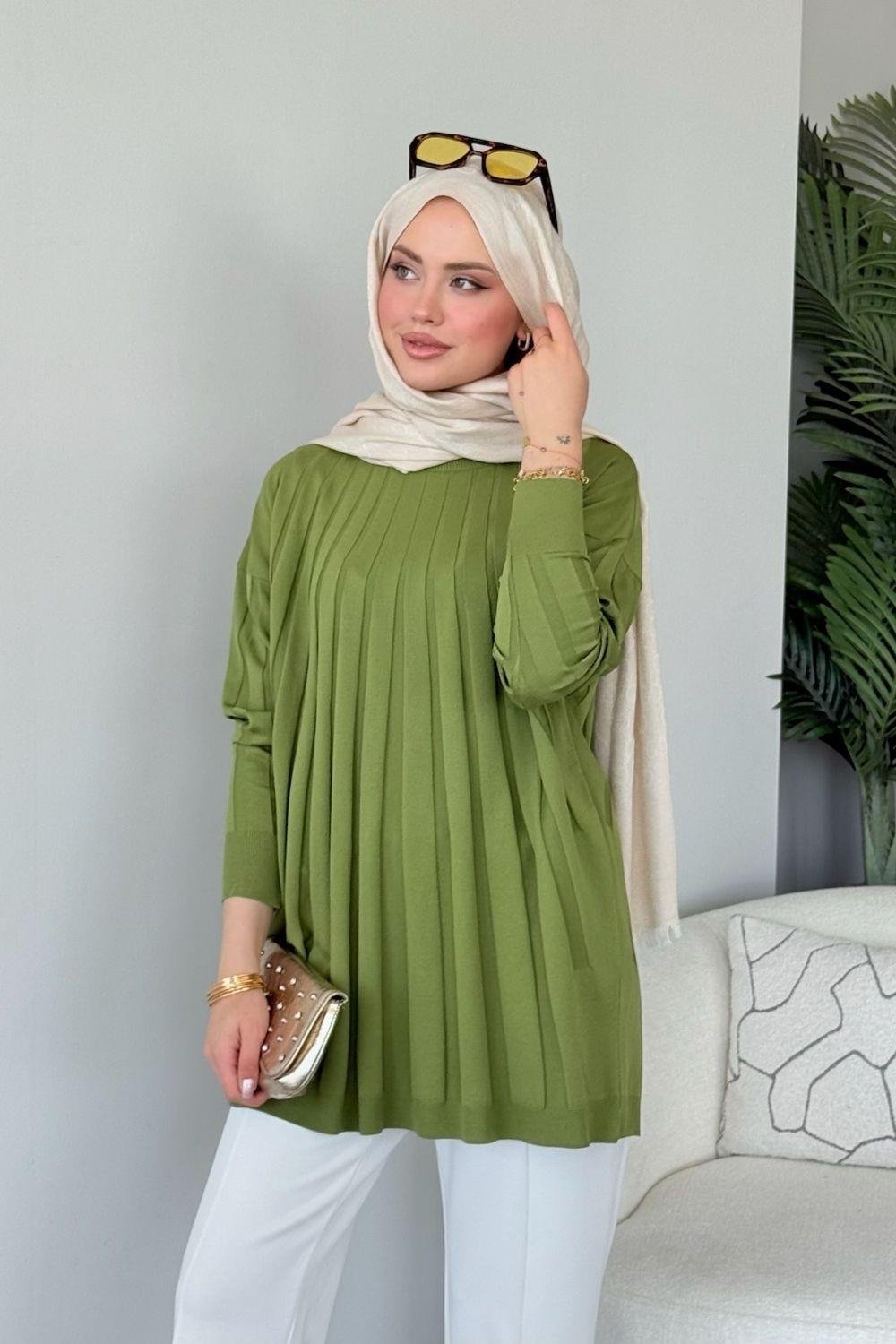 Gökkuşağı Merserize Tunik Fıstık Yeşili 241460 