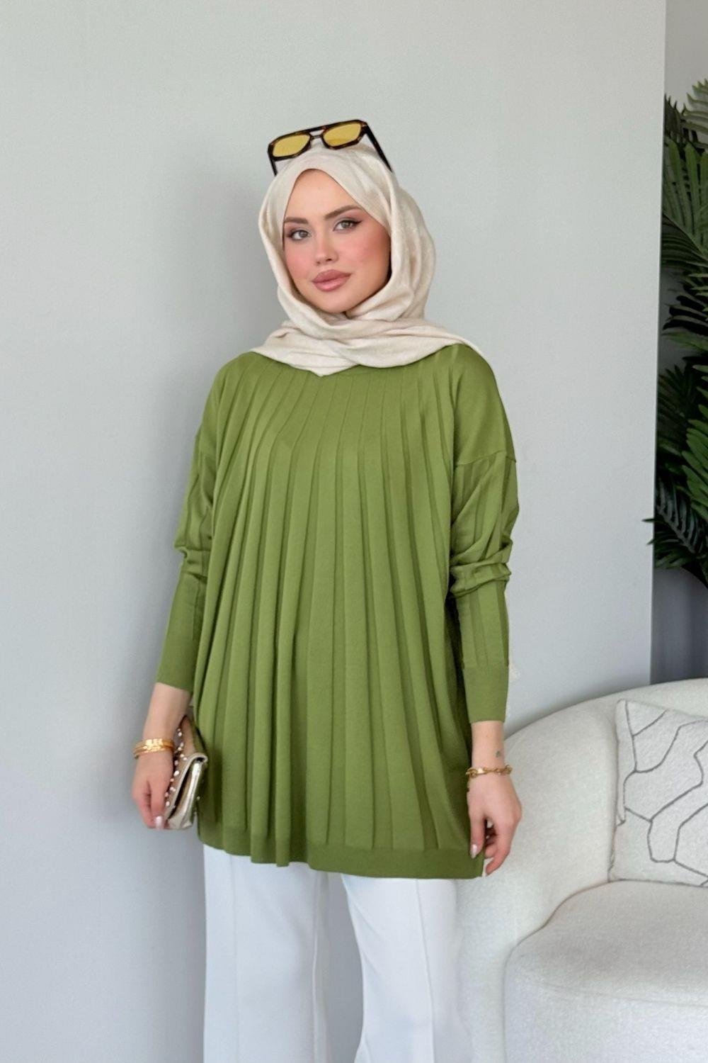 Gökkuşağı Merserize Tunik Fıstık Yeşili 241460 
