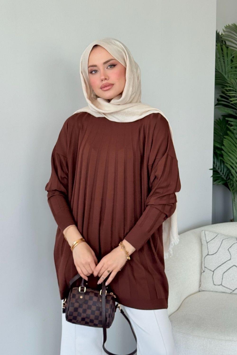 Gökkuşağı Merserize Tunik Kahverengi 241460 