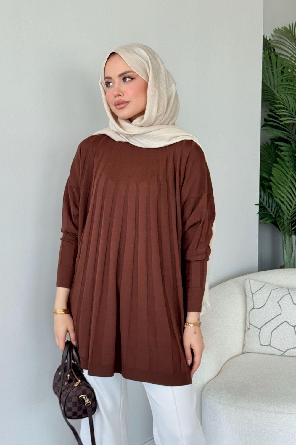 Gökkuşağı Merserize Tunik Kahverengi 241460 