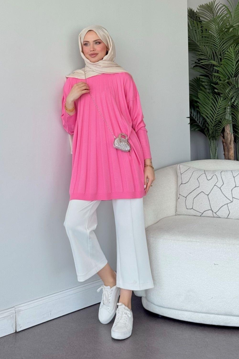 Gökkuşağı Merserize Tunik Pembe 241460 
