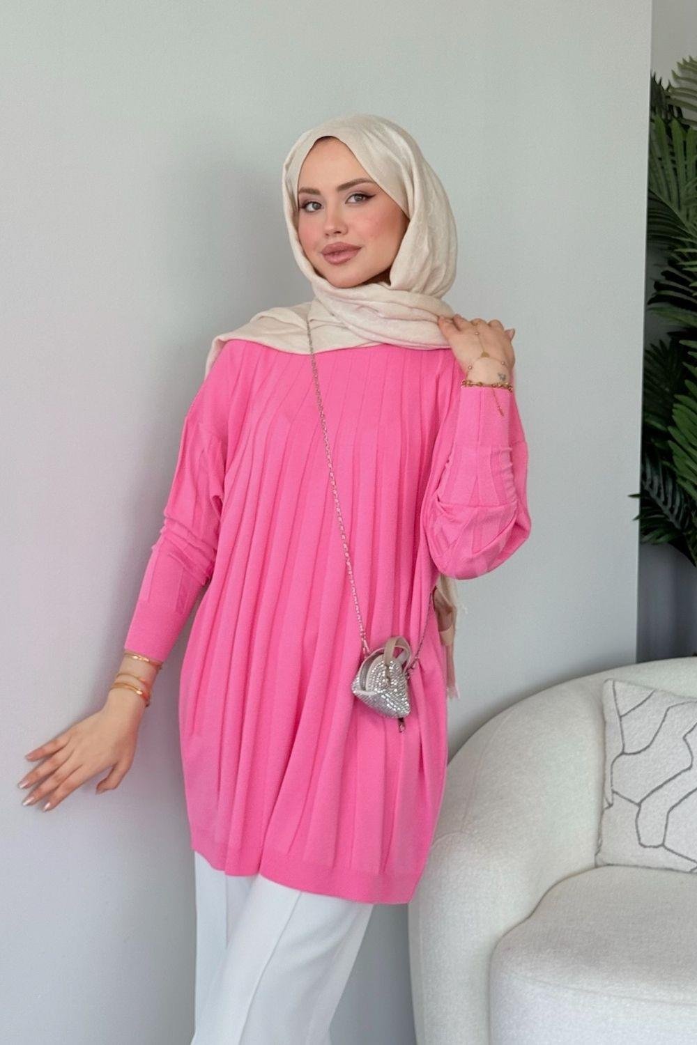 Gökkuşağı Merserize Tunik Pembe 241460 