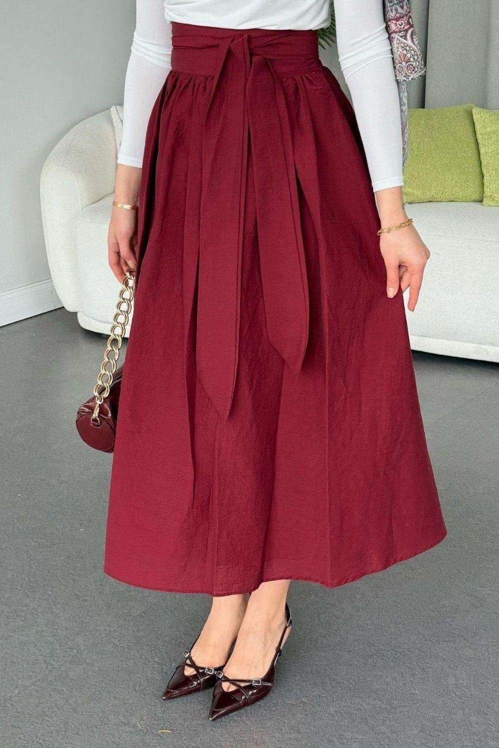 Kurdeleli Etek Bordo 2421 