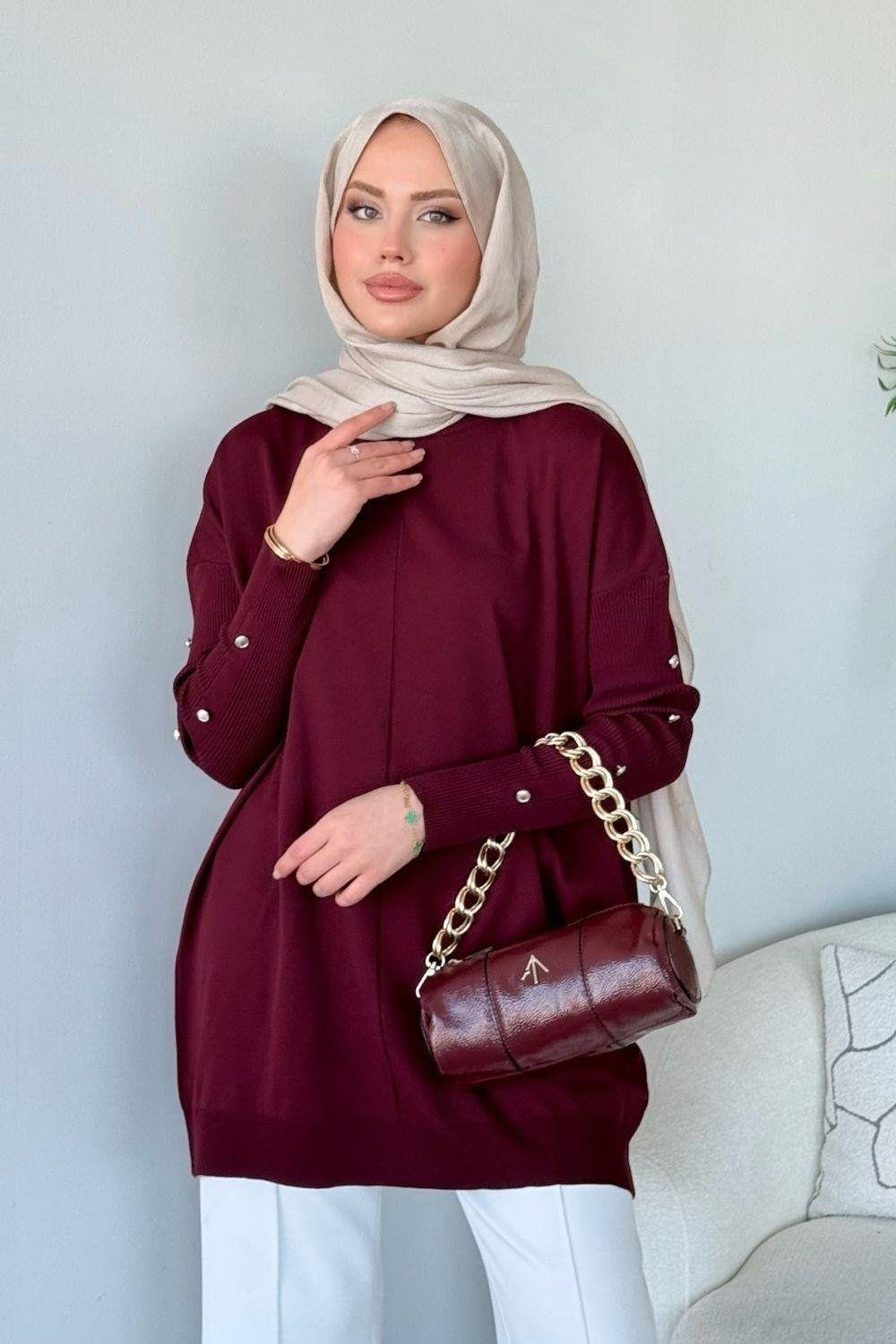 Kol Düğmeli Tunik Bordo 24280 