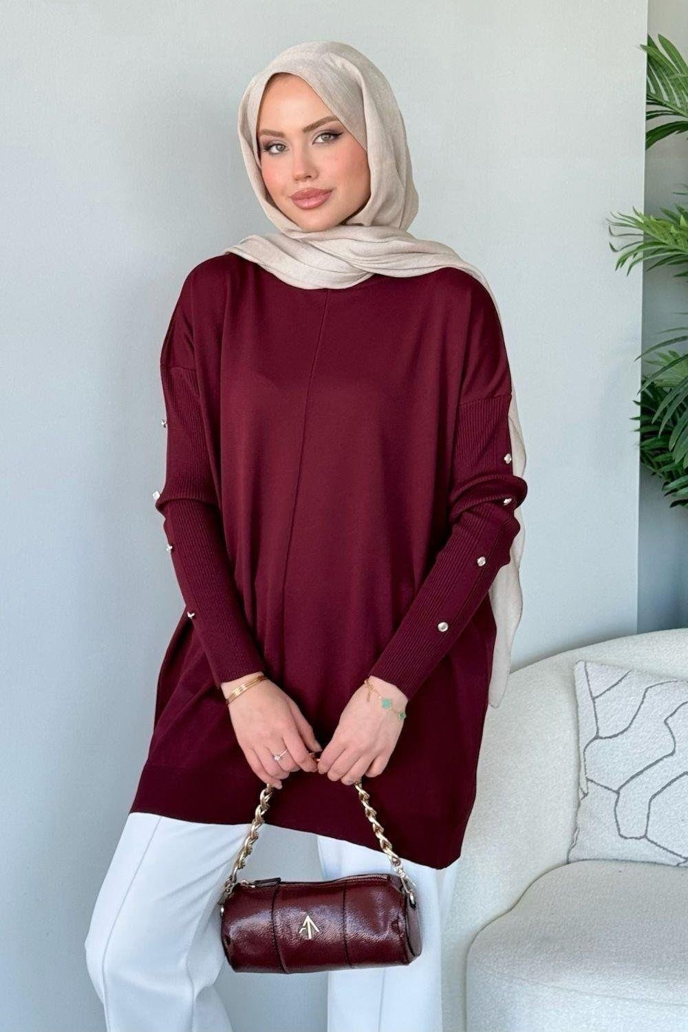 Kol Düğmeli Tunik Bordo 24280 