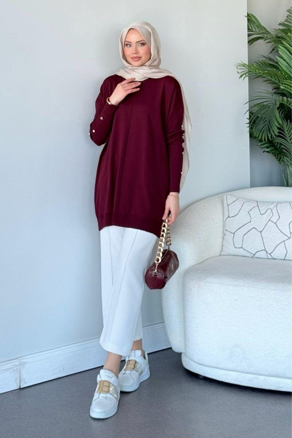 Kol Düğmeli Tunik Bordo 24280 