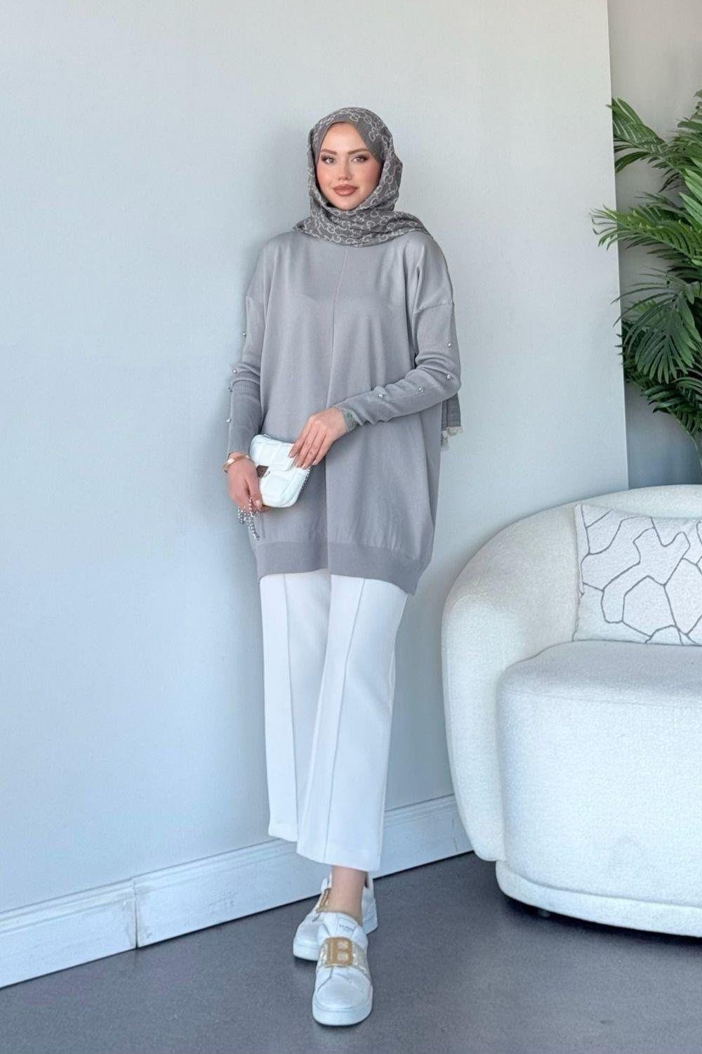 Kol Düğmeli Tunik Gri 24280 