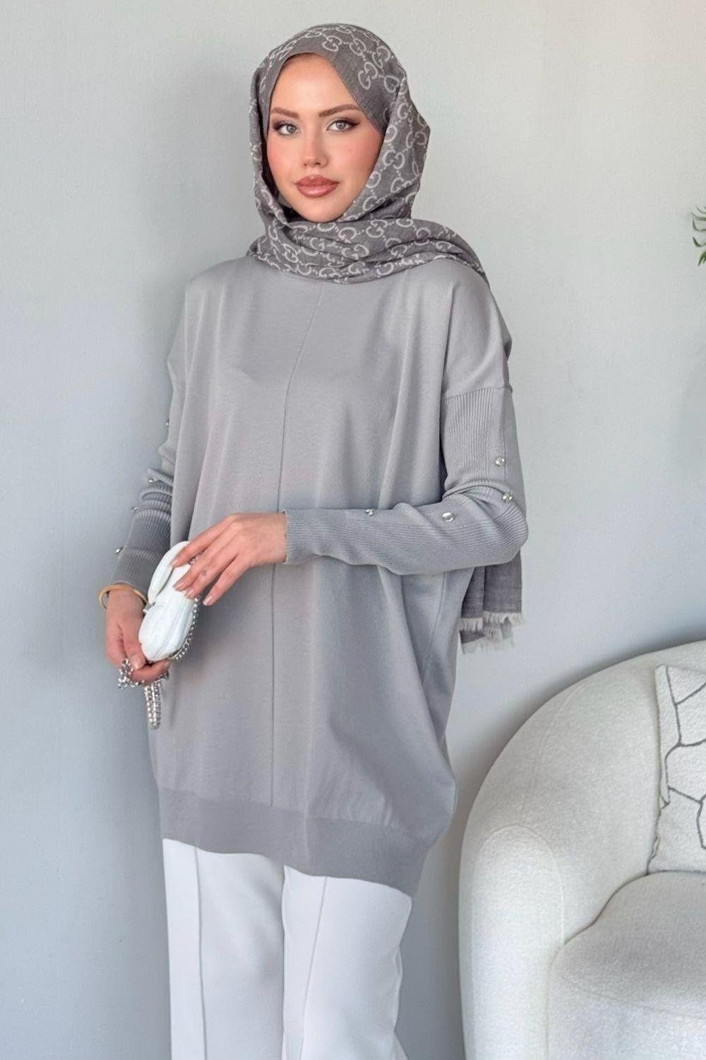 Kol Düğmeli Tunik Gri 24280 