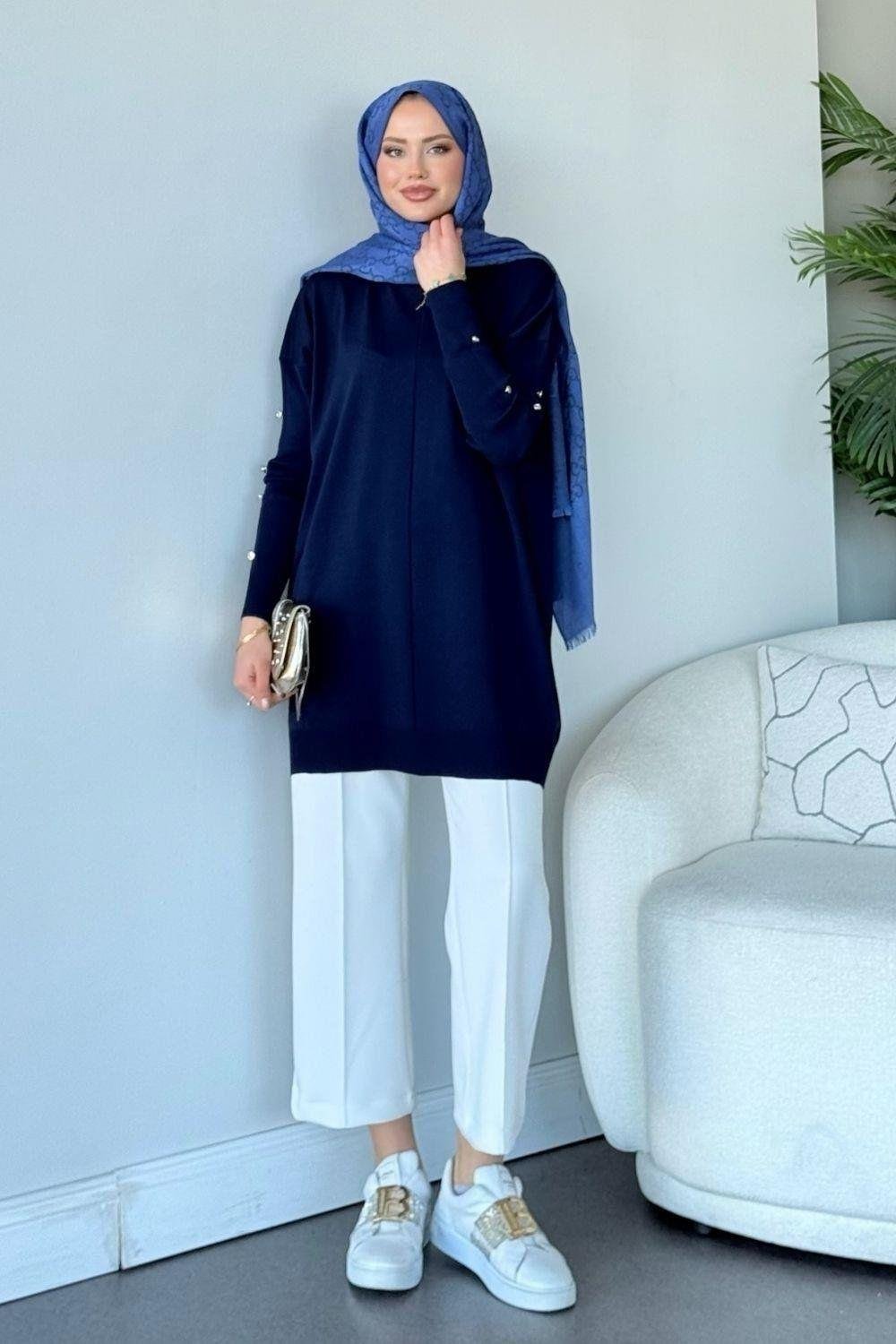 Kol Düğmeli Tunik Lacivert 24280 