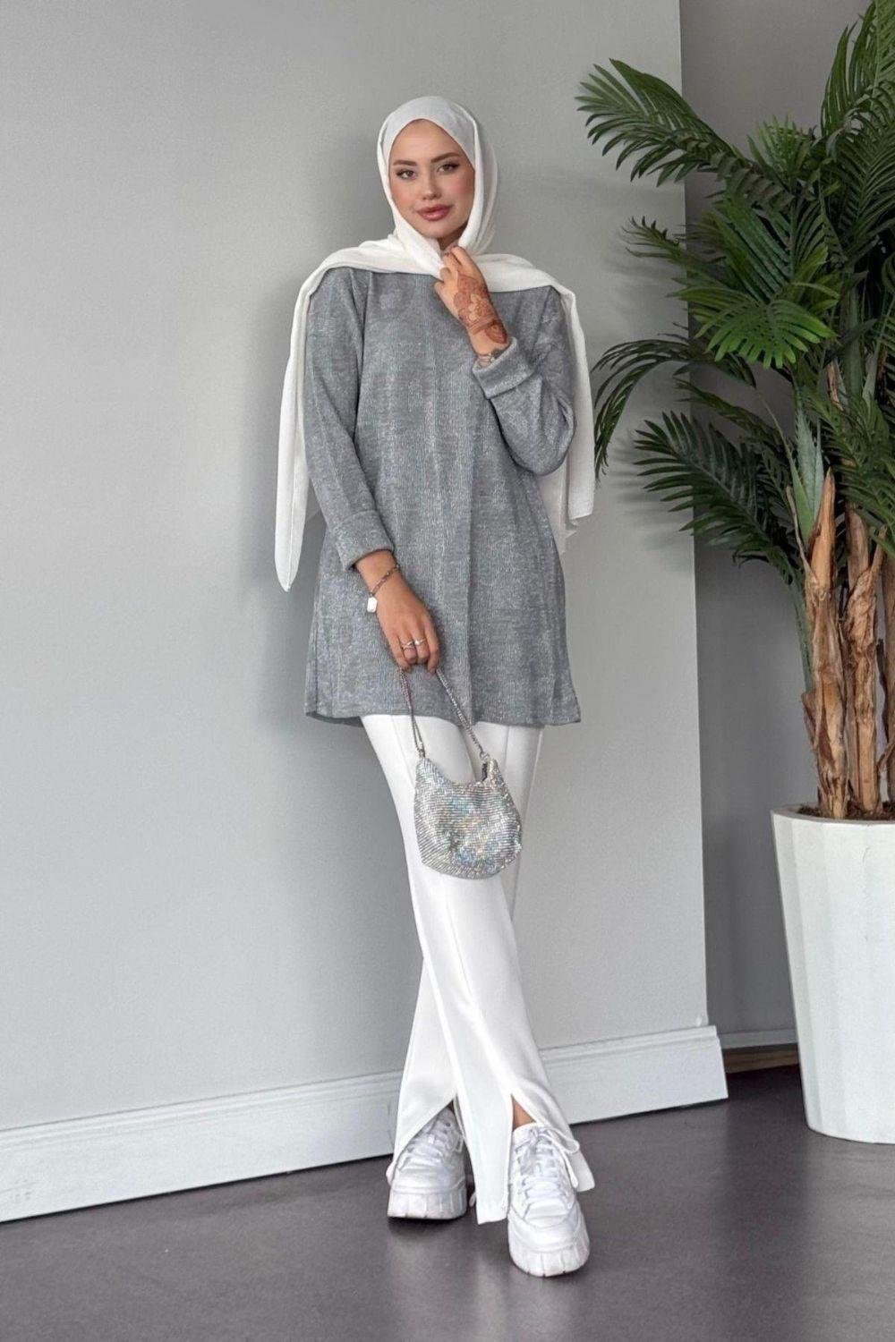 İthal Premium Kazak Gri 24360 