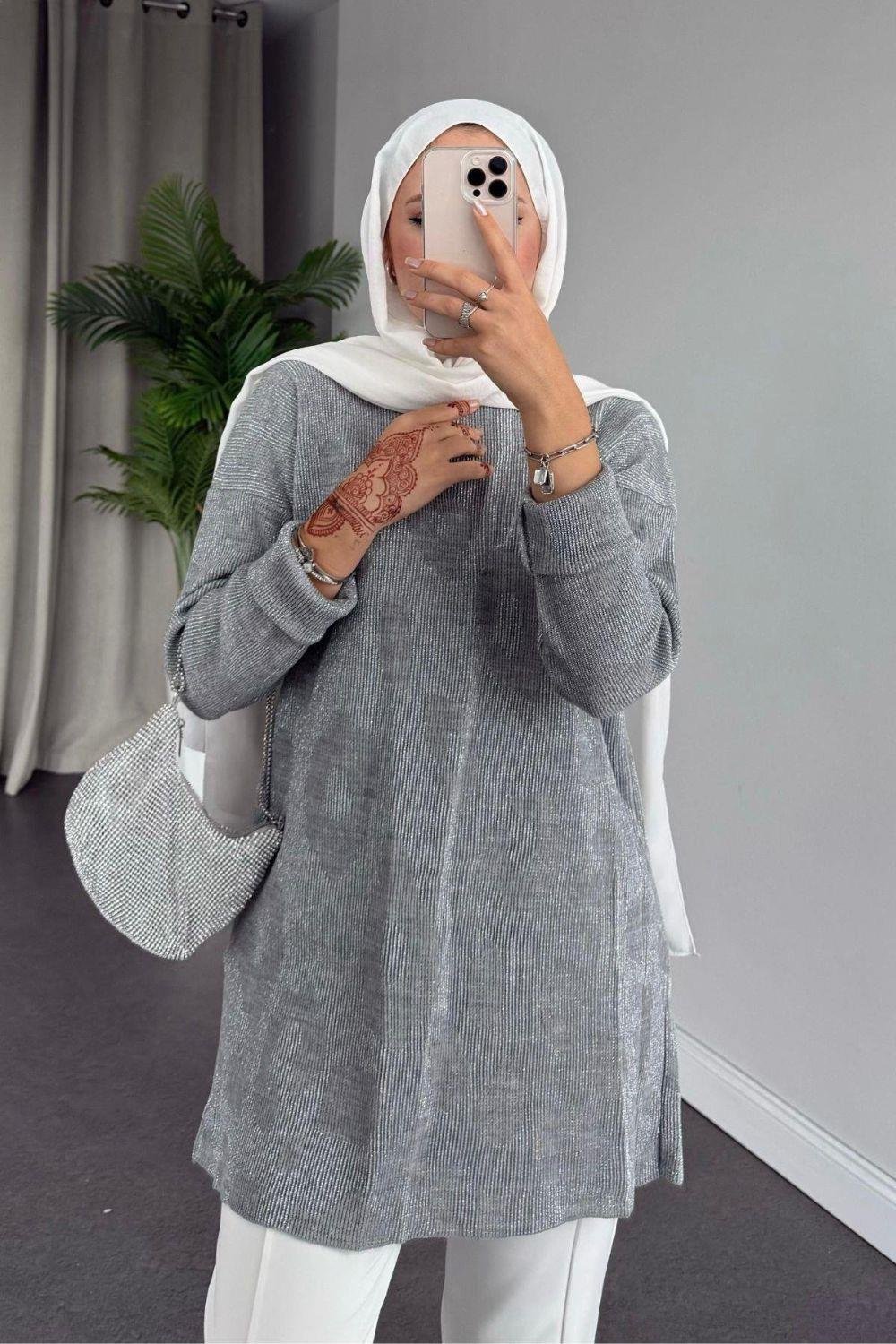 İthal Premium Kazak Gri 24360 