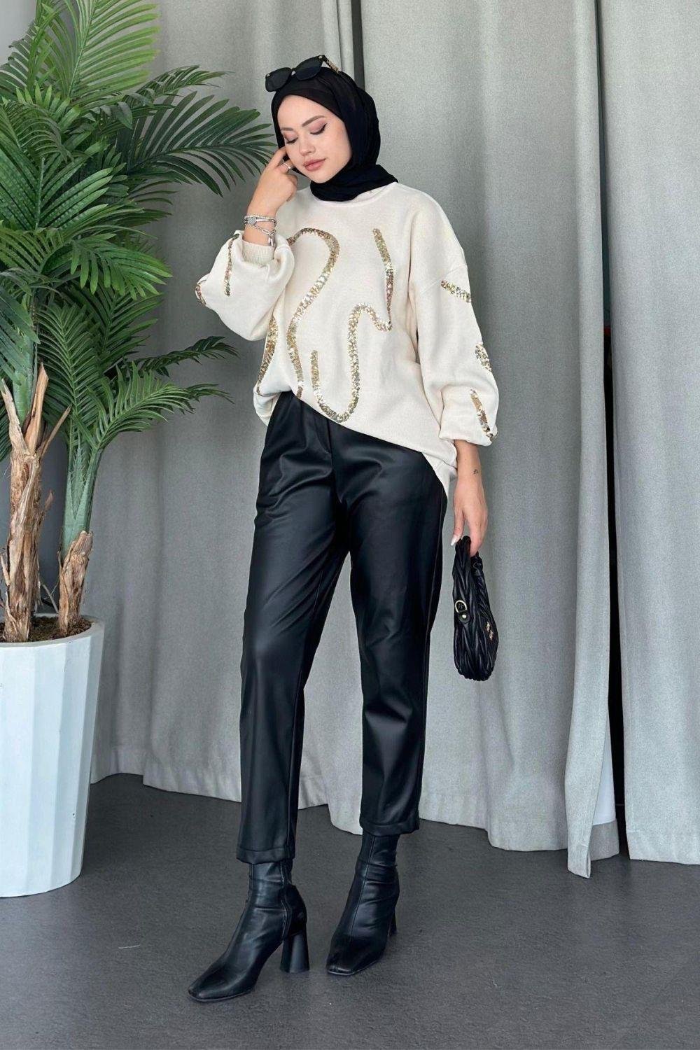 Pullu Triko Kazak Ekru 24370 