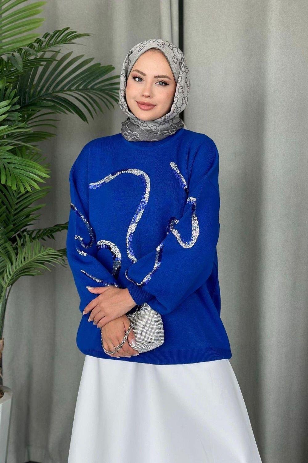 Pullu Triko Kazak Saks 24370 