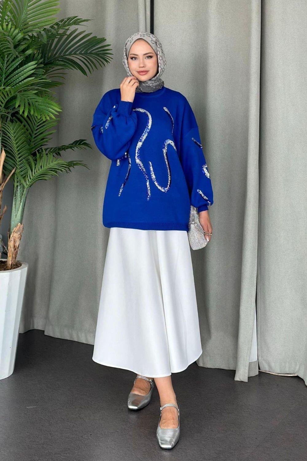 Pullu Triko Kazak Saks 24370 