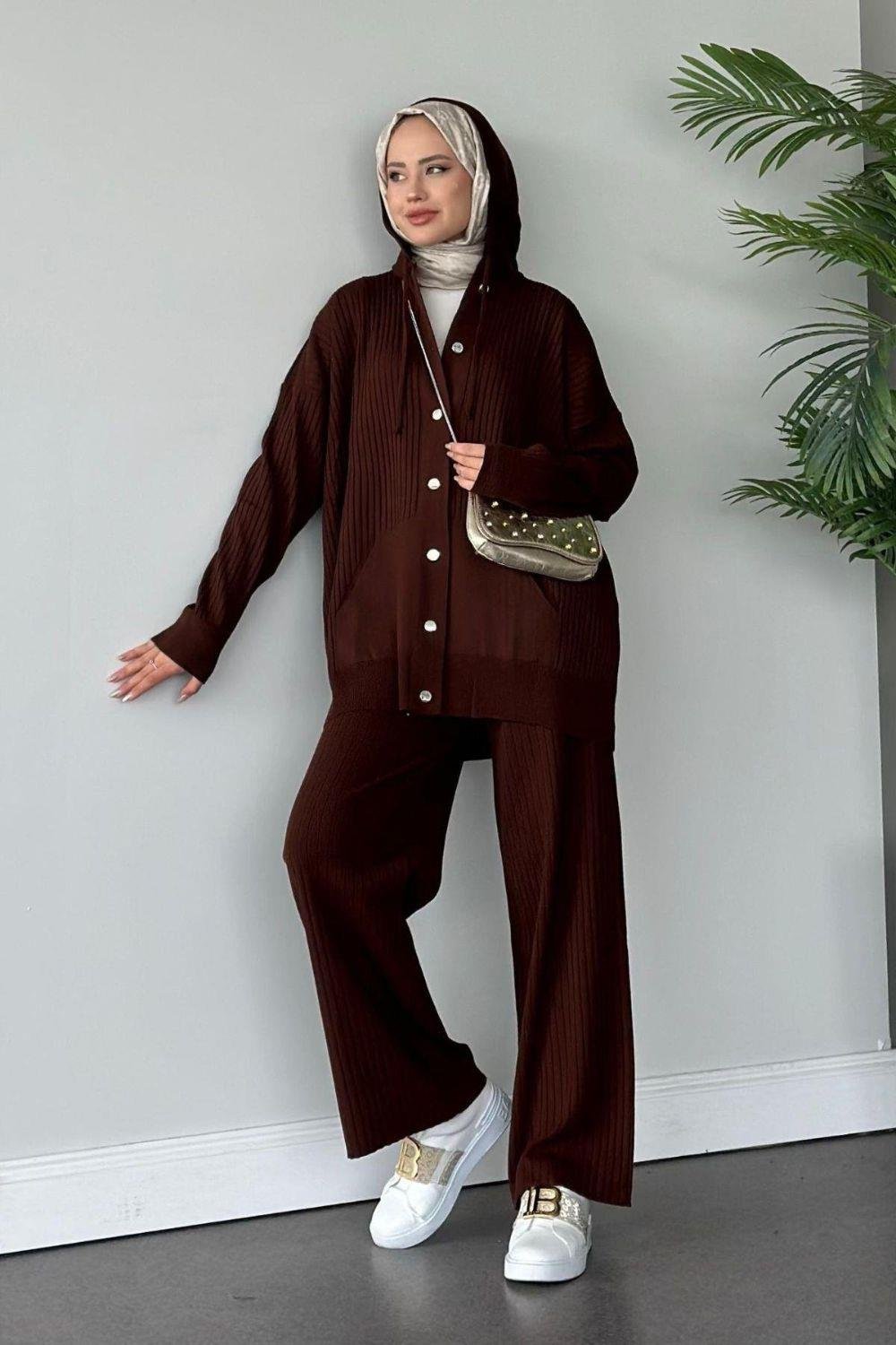 Minel Triko Takım Kahverengi 2440 