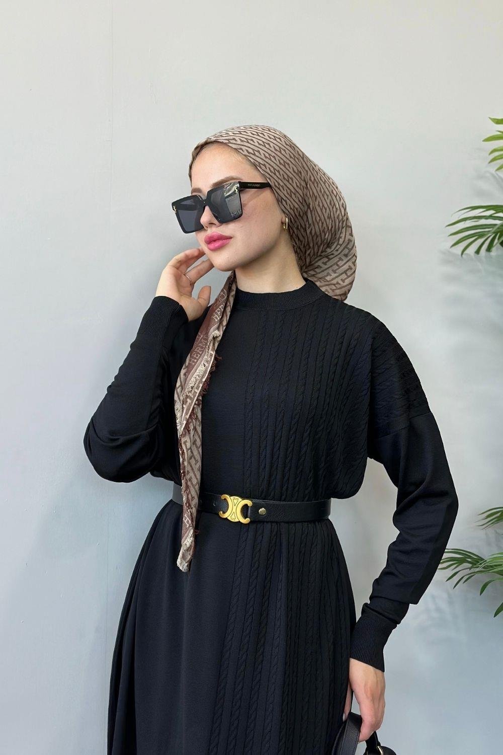 Eyşan Saç Örgülü Elbise Siyah 24520 