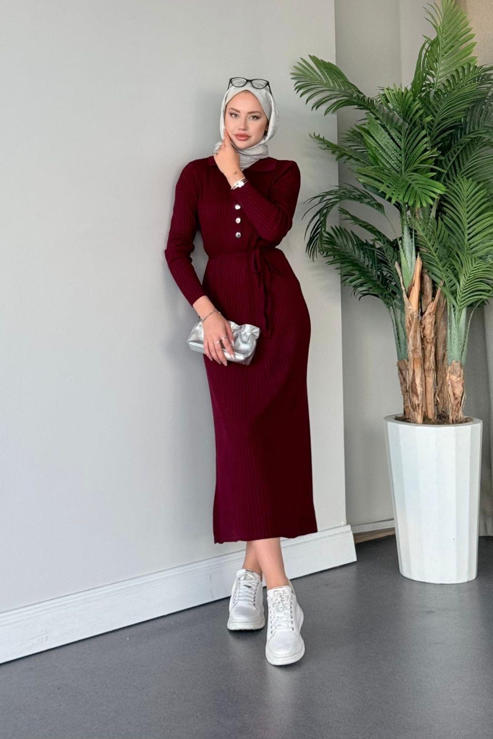 Madonna Triko Elbise Bordo 24650 