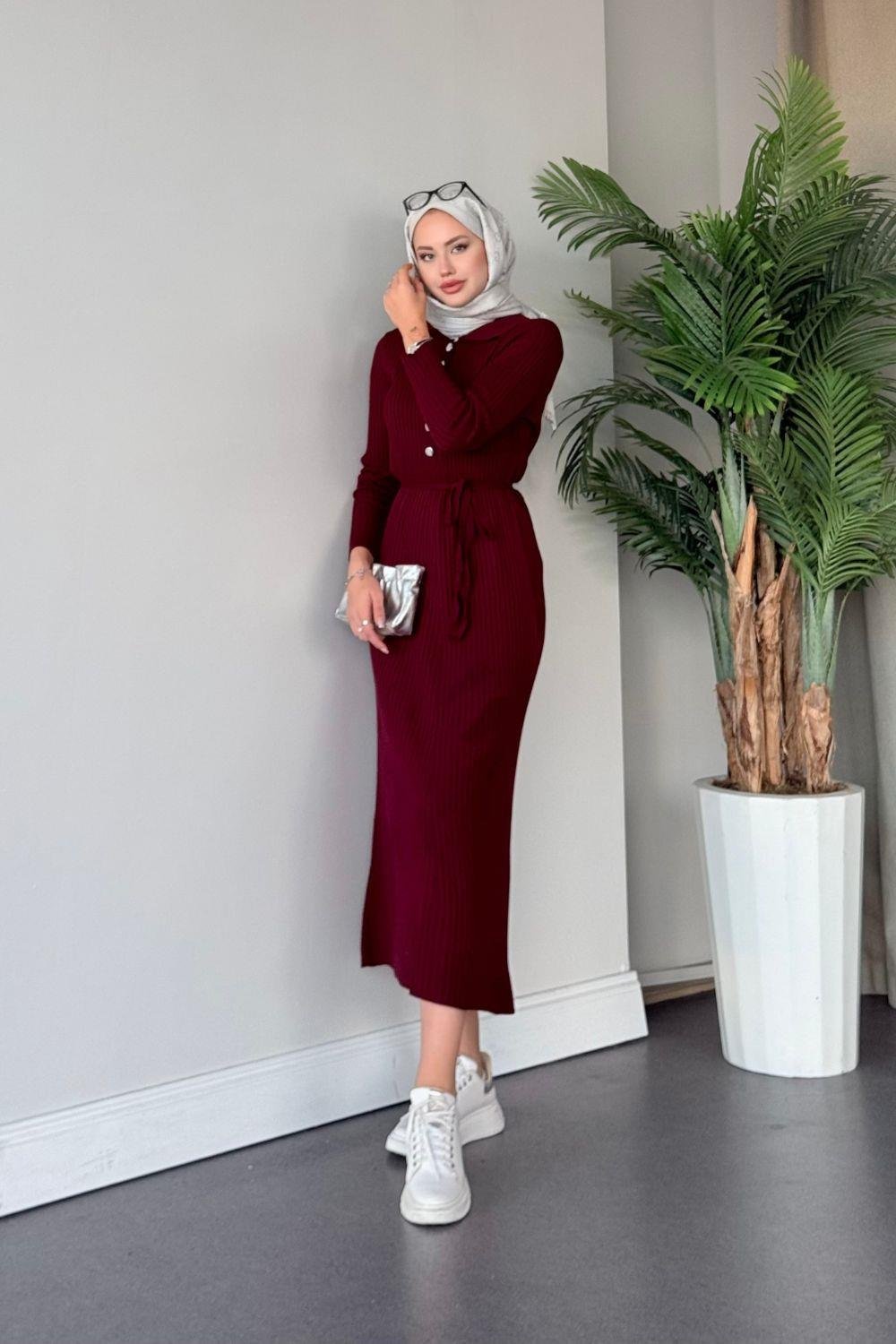 Madonna Triko Elbise Bordo 24650 